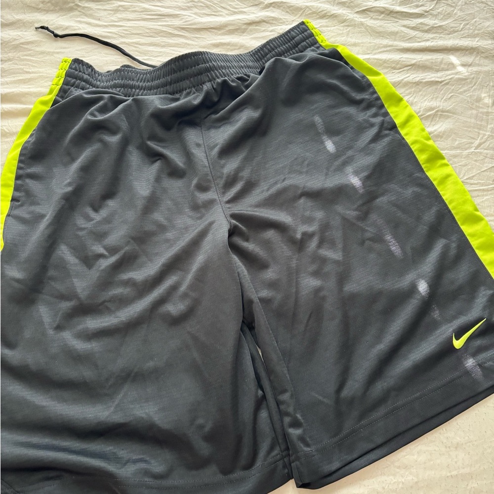 Nike Charcoal and Neon Yellow Athletic Shorts